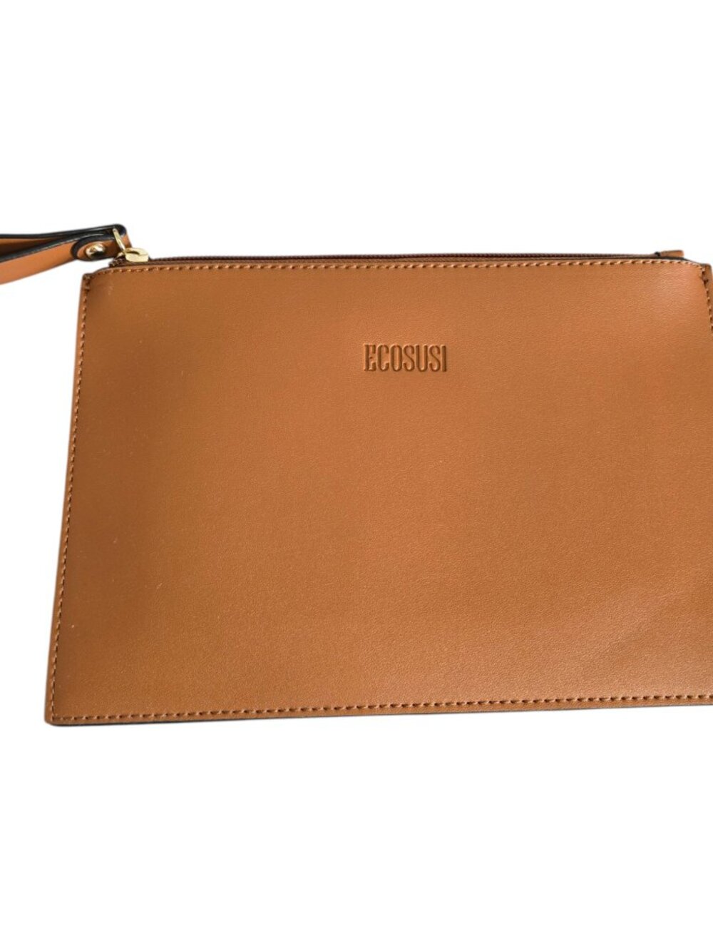 ECOSUSI Faux Leather Backpack Satchel Laptop Bag w Matching Clutch Caramel Brown - Picture 12 of 14